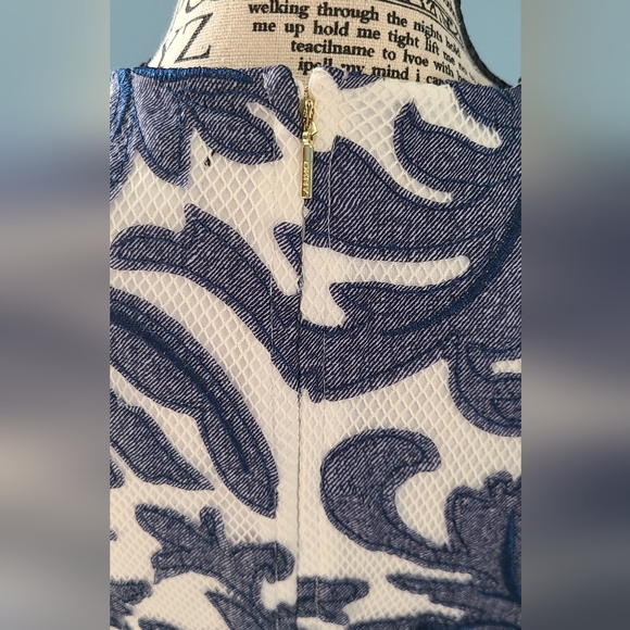 DKNY White and Blue Fit & Flare Dress Size 6 - Picture 5 of 5